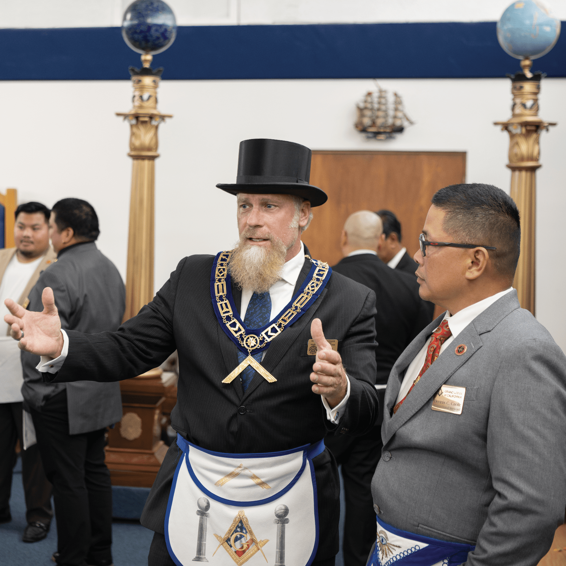 Lodge master Alexander Verbrugghen with Dennis Caoile at Most Worshipful John R. Heisner № 442.